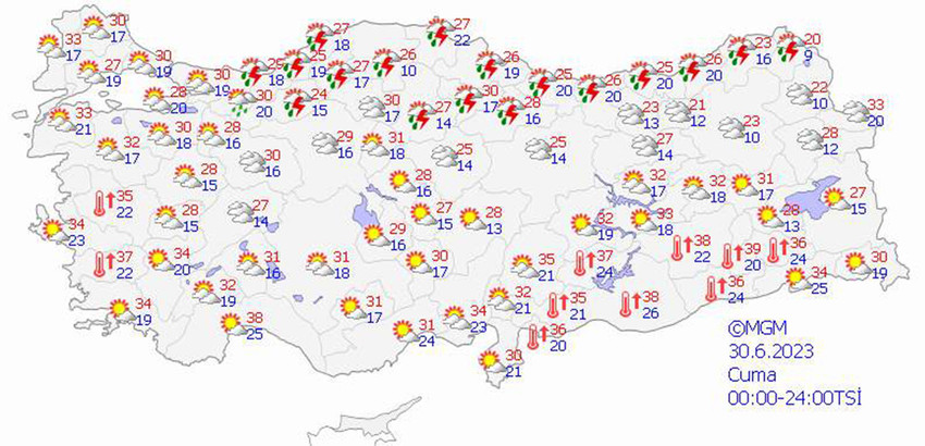 haritalarla 5 günlük hava durumu tahminleri