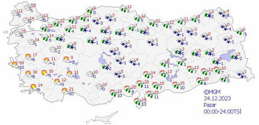 haritalarla 5 günlük hava durumu tahminleri