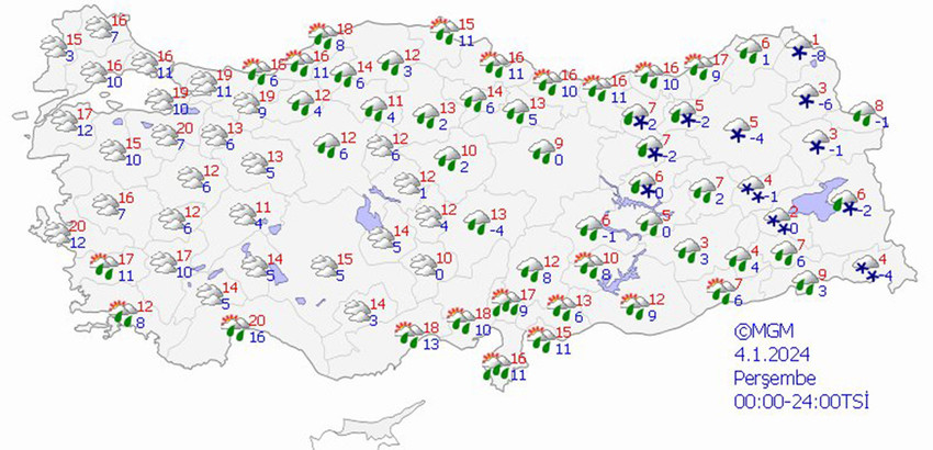 haritalarla 5 günlük hava durumu tahminleri