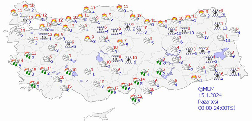 haritalarla 5 günlük hava durumu tahminleri