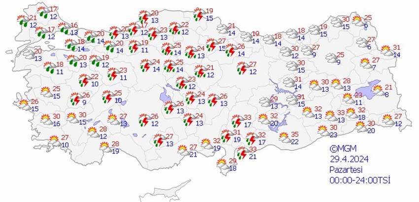 haritalarla 5 günlük hava durumu tahminleri