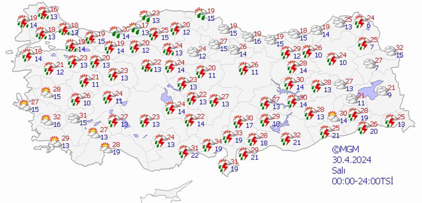 30 Nisan 2024 hava durumu