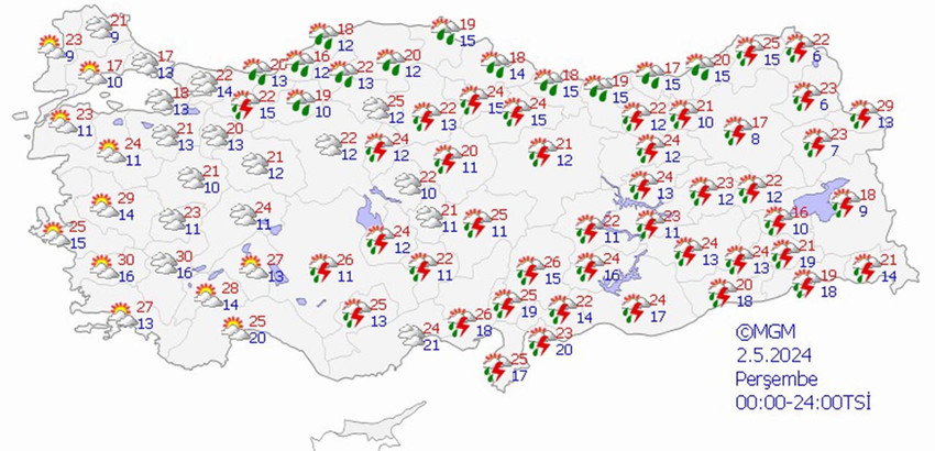 2 Mayıs 2024 hava durumu