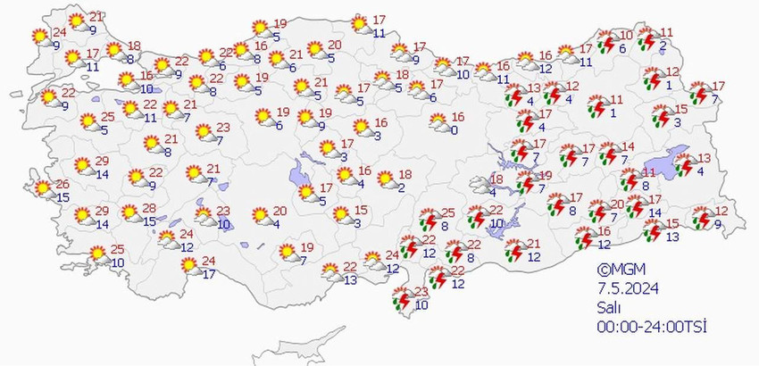  7 Mayıs Salı hava durumu tahminleri