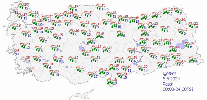 4 Mayıs Cumartesi hava durumu tahmin haritası