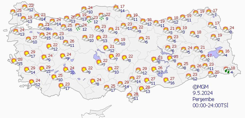 9 Mayıs Perşembe hava durumu tahmin haritaları