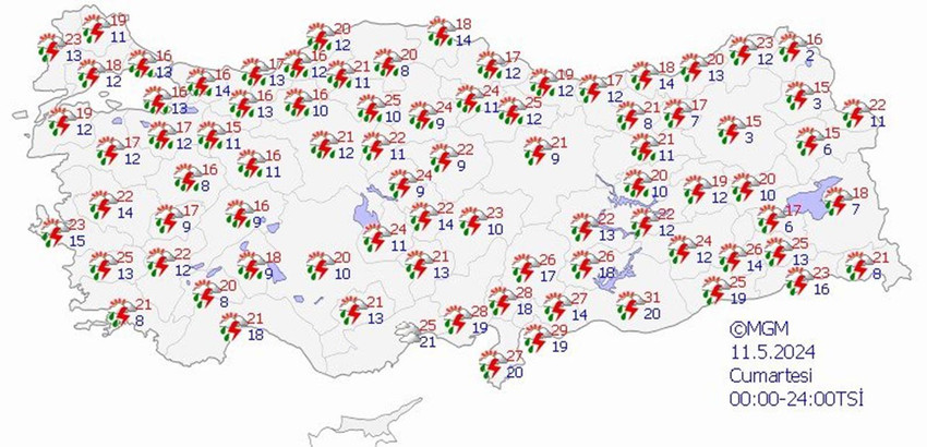 10 Mayıs Cuma hava durumu tahmin haritası