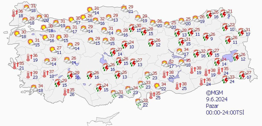 5 - 11 Haziran tarihleri arası Türkiye geneli hava tahmin haritaları