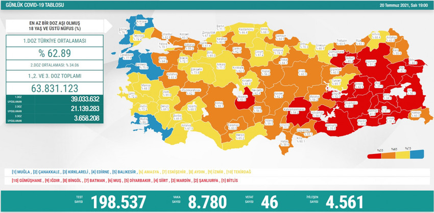 20 Temmuz Türkiye'de koronavirüs tablosu açıklandı - Resim : 1