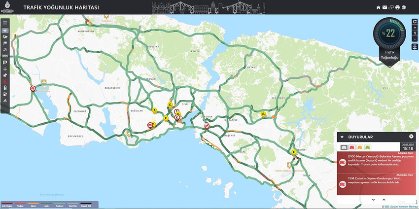 İstanbul'da dün yaşanan kar yağışıyla birlikte trafik kilitlenmişti. İstanbul halkı bugün toplu taşıma kullandı. İş çıkış saatinde trafik yoğunluğu yüzde 22 olarak ölçüldü.
