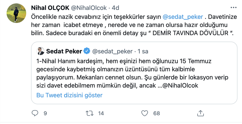 Sedat Peker'in, Nihal Olçok'a yanıtı sosyal medyayı salladı - Resim : 2