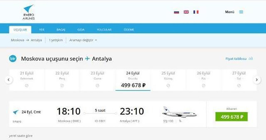 Moskova-Antalya uçuşunda son koltuk rekor fiyata satıldı - Resim : 1
