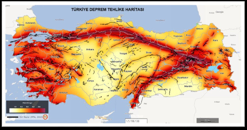 Türkiye'nin güncellenmiş son aktif fay hatları haritası