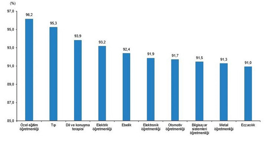 Türkiye İstatistik Kurumu, Yükseköğretim İstihdam Göstergeleri istatistiklerini açıkladı. İşte TÜİK verilerine göre Türkiye'de en hızlı iş sahibi olup, en çok kazandıran üniversite bölümleri...