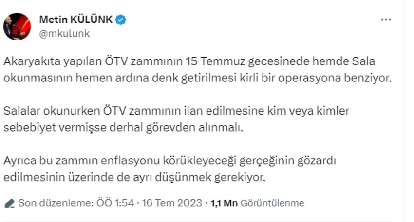 AK Partili Külünk'ten ÖTV zammına şoke eden tepki: ''Kirli bir operasyon'' - Resim : 1