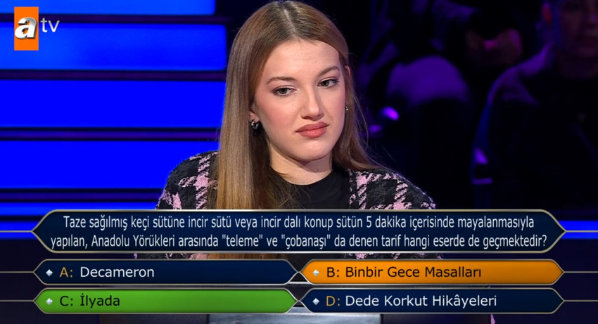 ATV ekranlarının sevilen yarışma programı Kim Milyoner Olmak İster'de sorulan 200 bin TL değerindeki çok özel yemek tarifi herkesi meraklandırdı.