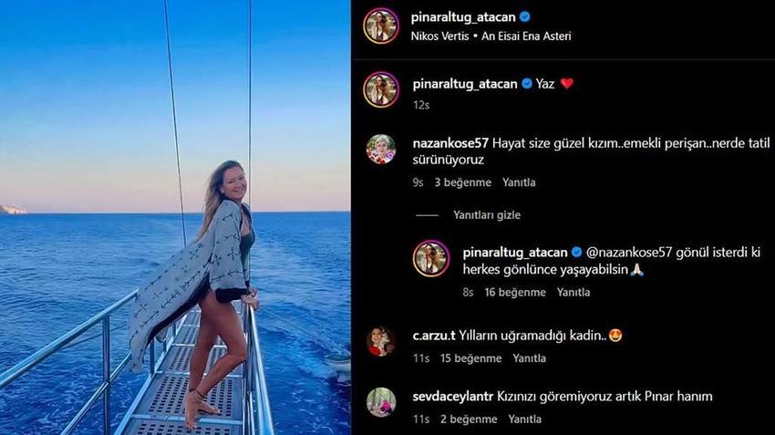Pınar Altuğ'dan tatil pozuna gelen ''emekli perişan'' yorumuna cevap - Resim : 1