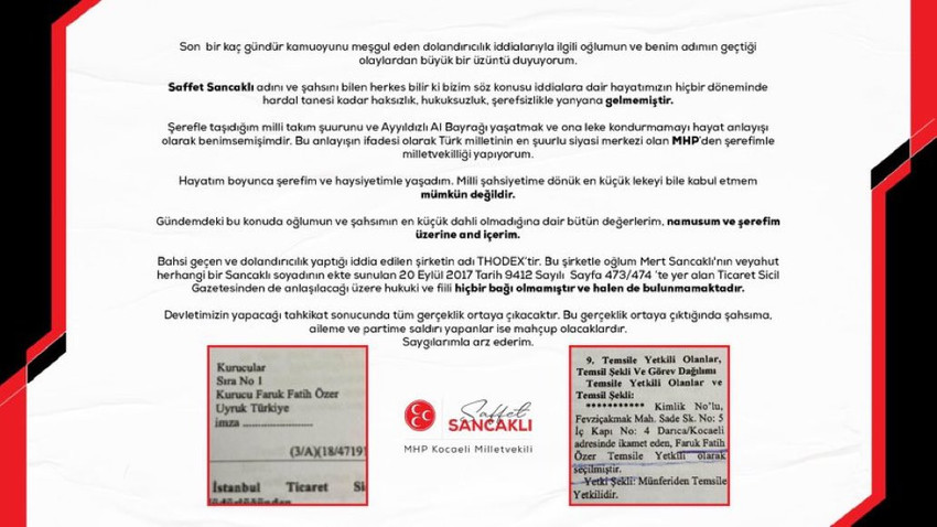 MHP'li Saffet Sancaklı'dan 'Thodex' ile ortaklık iddialarına ilişkin açıklama - Resim : 1