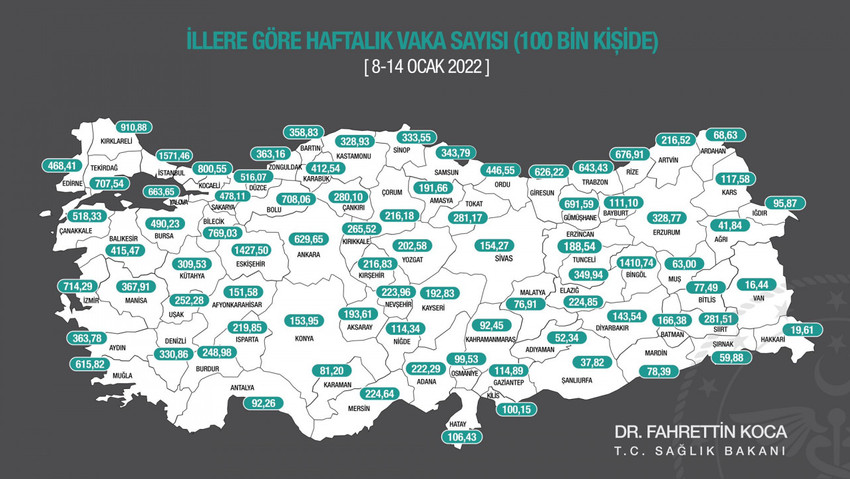 Türkiye'nin illere göre haftalık vaka haritası açıklandı! İşte zirvedeki ilimiz - Resim : 2