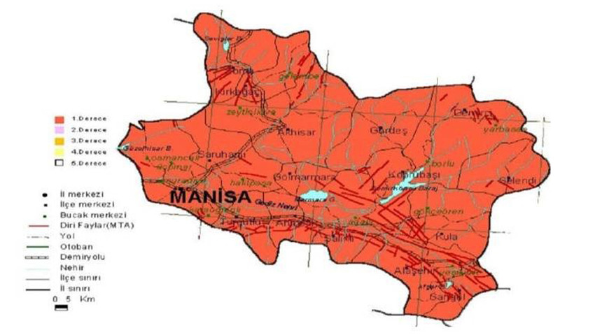 manisa'nın deprem haritası