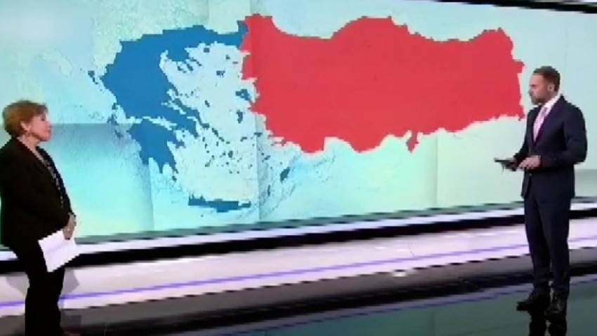 Yunan televizyonu tepkilerin ardından haritayı güncelleyerek yayınladı