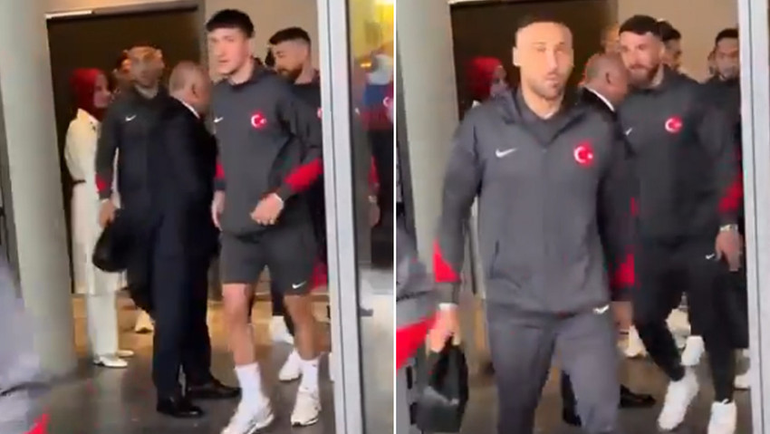 TFF Başkanı Mehmet Büyükekşi, A Milli Futbol Takımı oyuncularını otel kapısında karşıladı. Bu sırada Cenk Tosun'un Büyükekşi ile tokalaşmadan arkasından geçmesi dikkat çekti. 