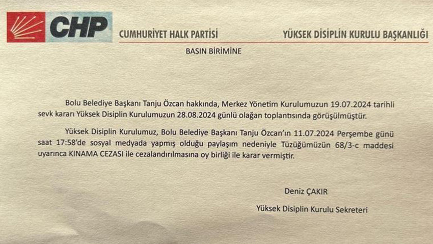 Bolu Belediye Başkanı Tanju Özcan'a kınama cezası verildi - Resim : 1