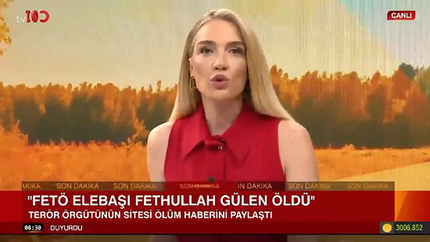 FETÖ elebaşı Fetullah Gülen'in ölüm haberini canlı yayında aktaran TV100 sunucusu Cansu Canan Özgen, ''Ateşi bol olsun. Hain olan herkesin sonu ülkesinden uzakta ölüme terk edilmesidir.'' dedi.