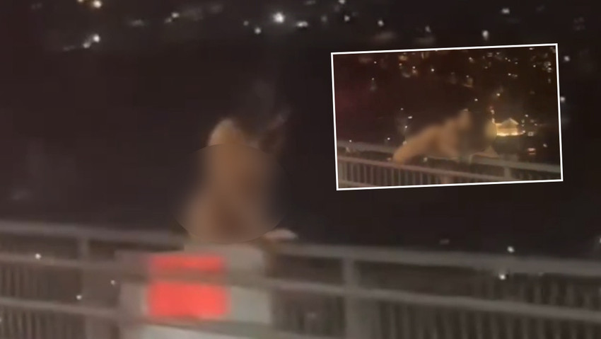 İstanbul'da boğaz köprüsüne gelen bir kadın, çırılçıplak halde intihar girişiminde bulundu. Sürücülerin ikna ettiği kadın daha sonra aracıyla olay yerinden uzaklaştı. Polis tarafından Kadıköy'de yakalanan şüphelinin 14 suç kaydı olduğu öğrenildi. 