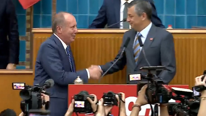 Memleket Partisi'ni kuran Muharrem İnce, CHP'nin grup toplantısına katıldı. Özgür Özel, İnce'ye kürsüyü bıraktı. Özel, Muharrem İnce'ye rozet takmayacağını belirterek 
