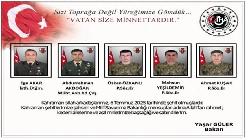 Irak'ın kuzeyinde Pençe - Kilit Harekâtı kapsamında yürütülen arama ve tarama çalışmaları sırasında şehit düşen evlatlarımızın sayısının 12'ye yükseldiği açıklandı.