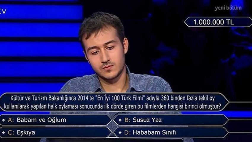 ATV ekranlarının sevilen yarışma programı Kim Milyoner Olmak İster'de 1 Milyon TL değerindeki soru haftalar sonra ilk kez açıldı. 