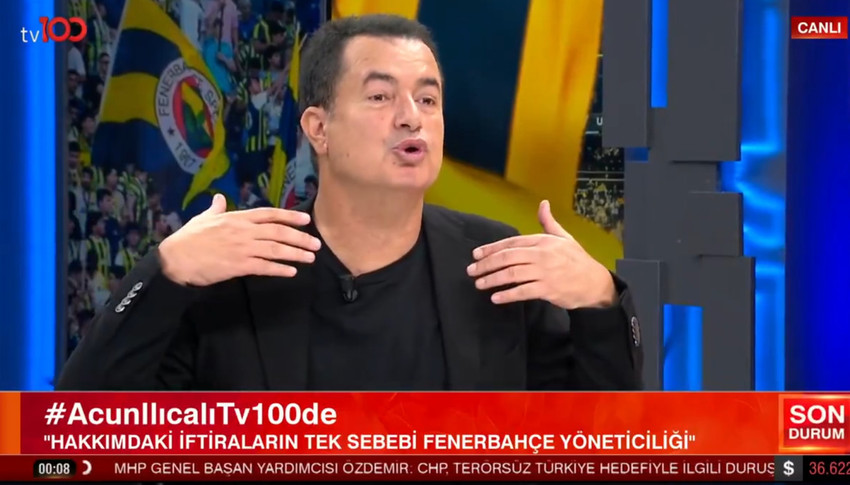 Fenerbahçe Asbaşkanı Acun Ilıcalı TV100'de katıldığı programda yeşil sahalara damgasını vuracak açıklamalara imzasını attı. Ilıcalı'nın açıklamalarındaki ana gündem maddesi yine hakemler ve ezeli rakipleri Galatasaray'ydı.