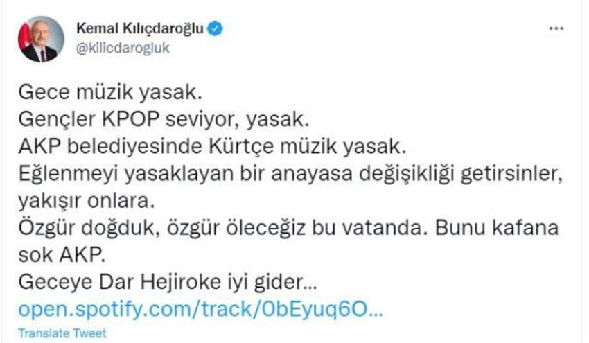 Kılıçdaroğlu Kürtçe şarkı paylaşıp AK Partili belediyeye tepki gösterdi - Resim : 1