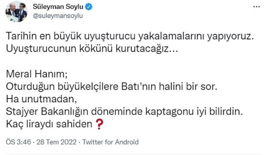 Bakan Soylu'dan Akşener'e uyuşturucu yanıtı: Siyaseti yanlış öğrenmişsin... - Resim : 1