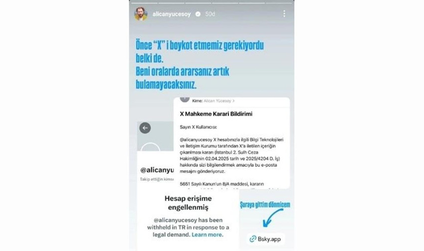 Boykot çağrısı yapan oyuncu Rojda Demirer ve Alican Yücesoy'un X hesapları kapatıldı.