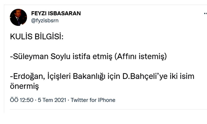 'Süleyman Soylu istifa mı etti ? AK Parti'den ilk açıklama - Resim : 1