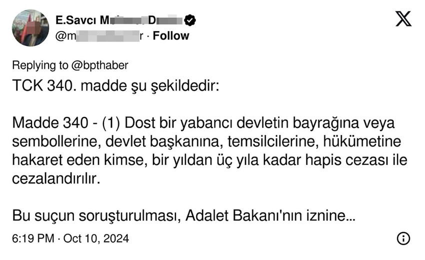 Eski adı Twitter olan X'te bir Türk kullanıcının Rusya Devlet Başkanı Vladimir Putin'e hakaret ettiği gerekçesiyle gözaltına alındığı iddia edildi.