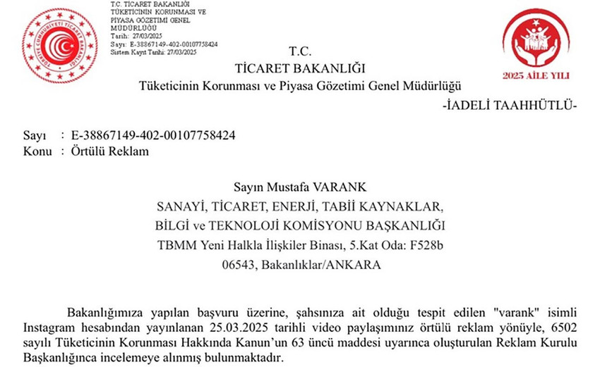 Ticaret Bakanlığı, AK Parti milletvekili ve eski Sanayi ve Teknoloji Bakanı Mustafa Varank'ın Espressolab paylaşımları nedeniyle inceleme başlattı. 