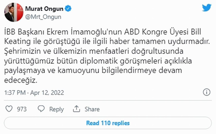 murat ongun'un ekrem imamoğlu tweet'i