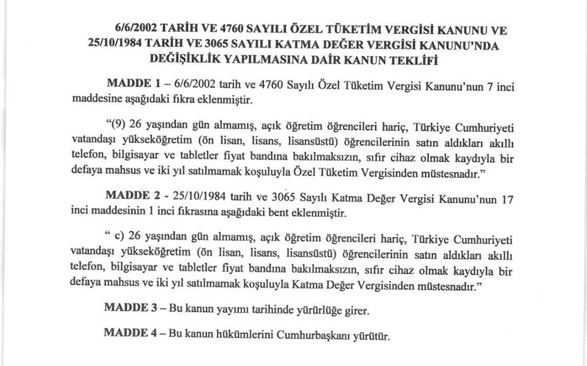 İktidar ortağı MHP, üniversite öğrencilerine elektronik cihaz satışları için ÖTV muafiyeti getiren kanun teklifini TBMM'ye sundu.