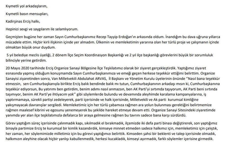 AK Parti'de ''Erdoğan'a teşekkür'' istifası - Resim : 1