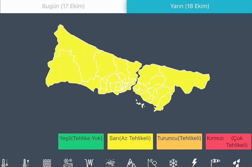 İstanbul Valiliği'nin sosyal medya hesabından yapılan paylaşımda yarın için fırtına uyarısı yapıldı.