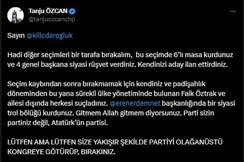 Tanju Özcan Kemal Kılıçdaroğlu'na seslendi: Gitmem Allah gitmem diyorsunuz... - Resim : 1