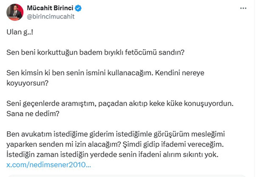 CHP lideri Özgür Özel'in ''İBB borsası'' iddiaları sonrası gazeteci Nedim Şener ile Mücahit Birinci sosyal medyada küfürleşti.