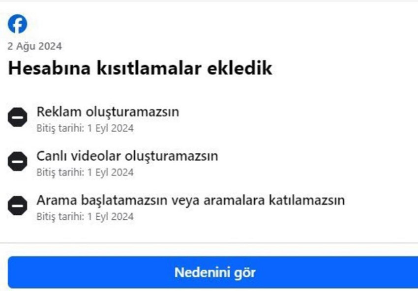 İran'da suikaste kurban giden Hamas lideri İsmail Haniye için Ayasofya'da kılınan gıyabi cenaze namazının görüntülerini paylaşan Diyanet İşleri Başkanlığı'nın hesabı Facebook tarafından kısıtlandı ve video silindi.