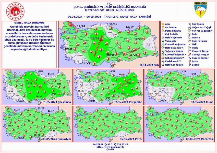 30 Nisan - 6 Mayıs tarihleri arasında hava durumu: