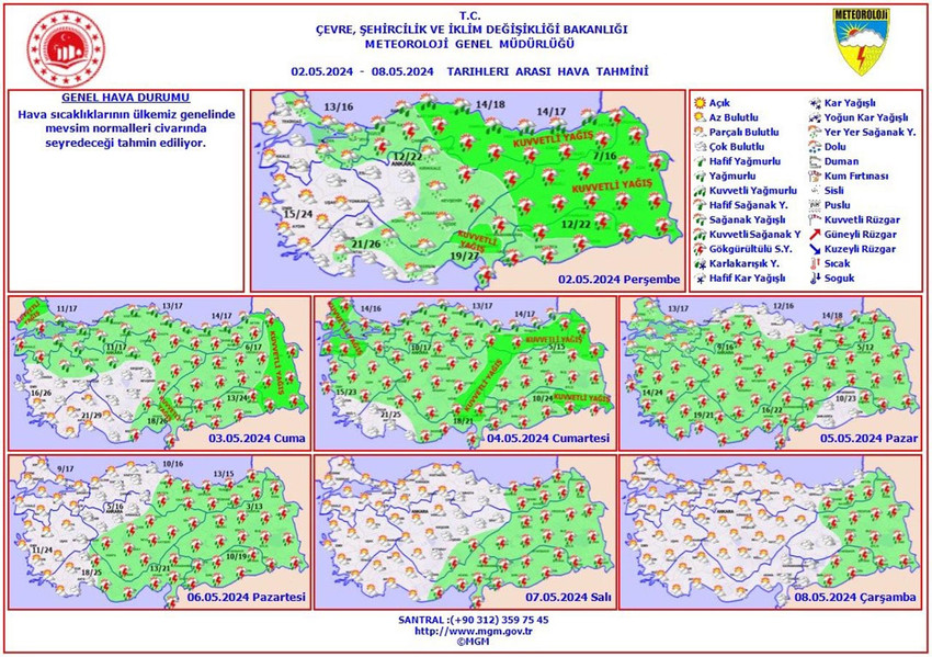 2-7 Mayıs tarihleri arası haritalarla hava durumu tahminleri