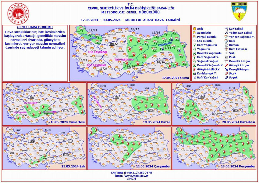 17 - 22 Mayıs tarihleri arası hava tahmin haritaları