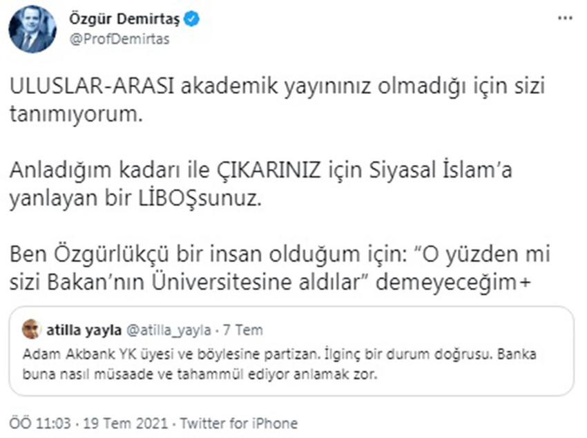 Prof. Dr. Demirtaş'tan Atilla Yayla'ya: ''Siyasal İslam’a yanlayan bir liboşsunuz'' - Resim : 2